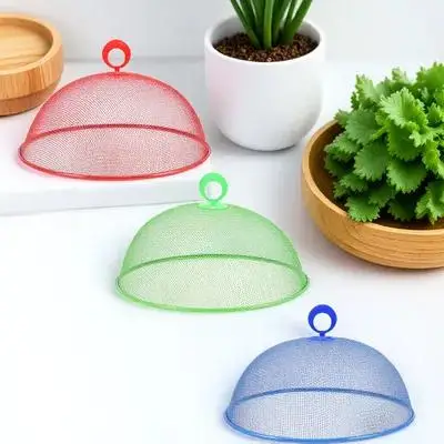 

3 pcs Food Covers Wrought Iron Mesh Reusable Washable Picnic Outdoor Household Dish Tents Windproof Multipurpose Mesh
