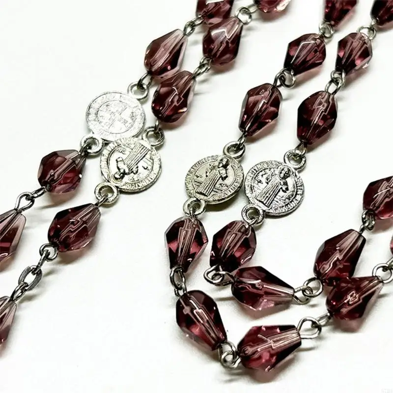 57be collares rosario cristiano cuentas vidrio cristal larga