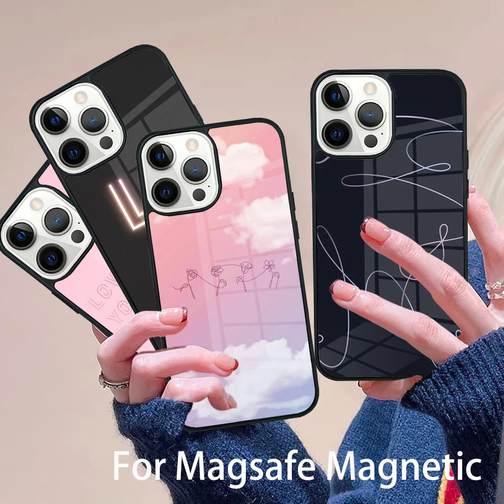 

Love Yourself Phone Case Magesafe Magnetic Wireless Charge Cover For IPhone 16 11 12 13 14 15 Pro Max Plus Mini