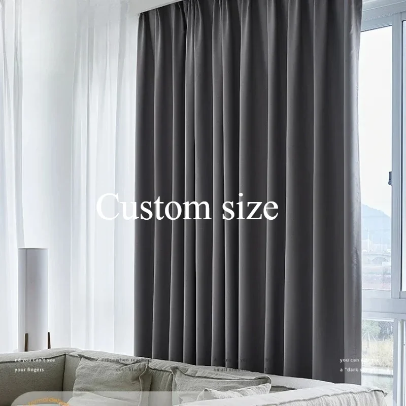 Custom Size Fashion Blackout Curtains Grey Soundproof Window Curtains for Living Room Bedroom Dining White Tulle Window Decor