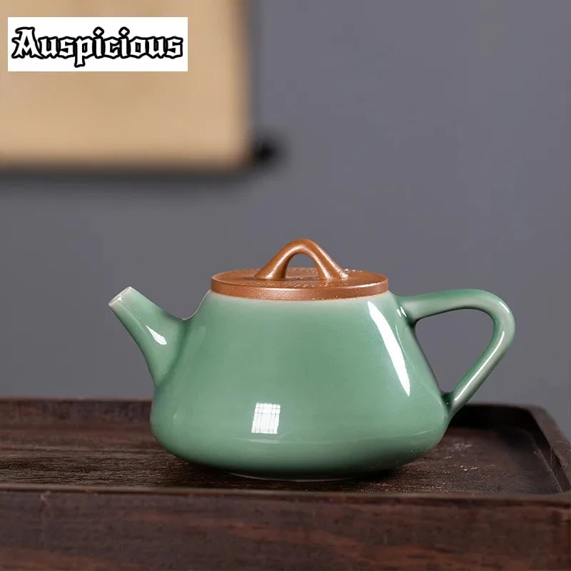 170ml Handmade Knife Jumping Celadon Teapot Zen Tea Infuser Stone Spoon Pot Tea Maker Kettle With Filter Tableware Collection