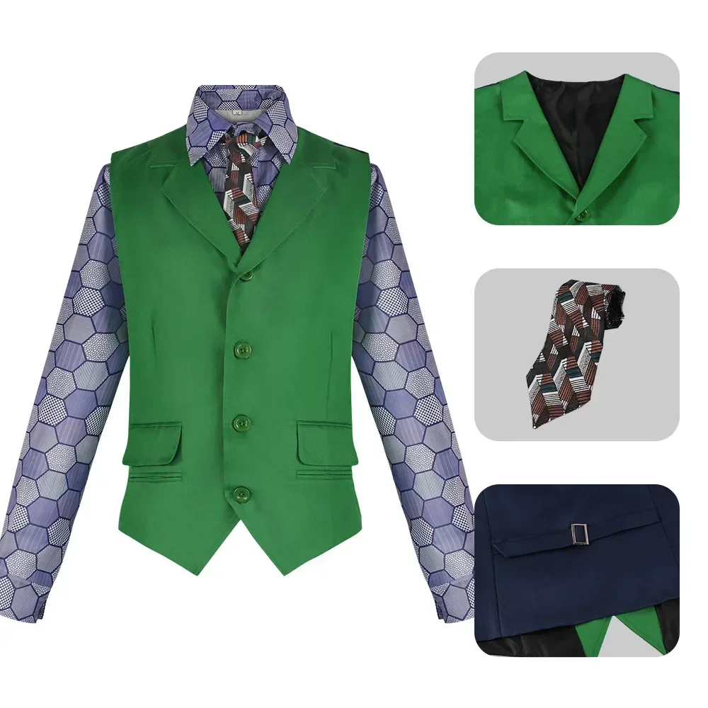 

New Movie Superhero Joker Heath Ledger Cosplay Costume Waistcoat With Shirt Adult Men Clothing Suit Halloween Carnival Outfits