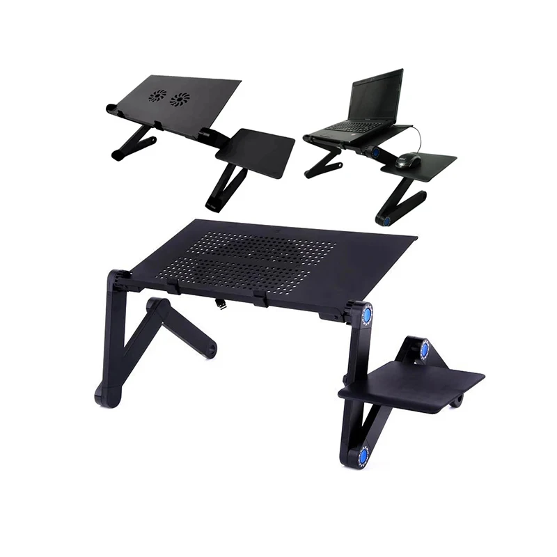 

Two Fan Computer Stand 42*26 CM Portable Adjustable Foldable Laptop Holder Notebook Desks Lap PC Folding Desk Table Vented Stand