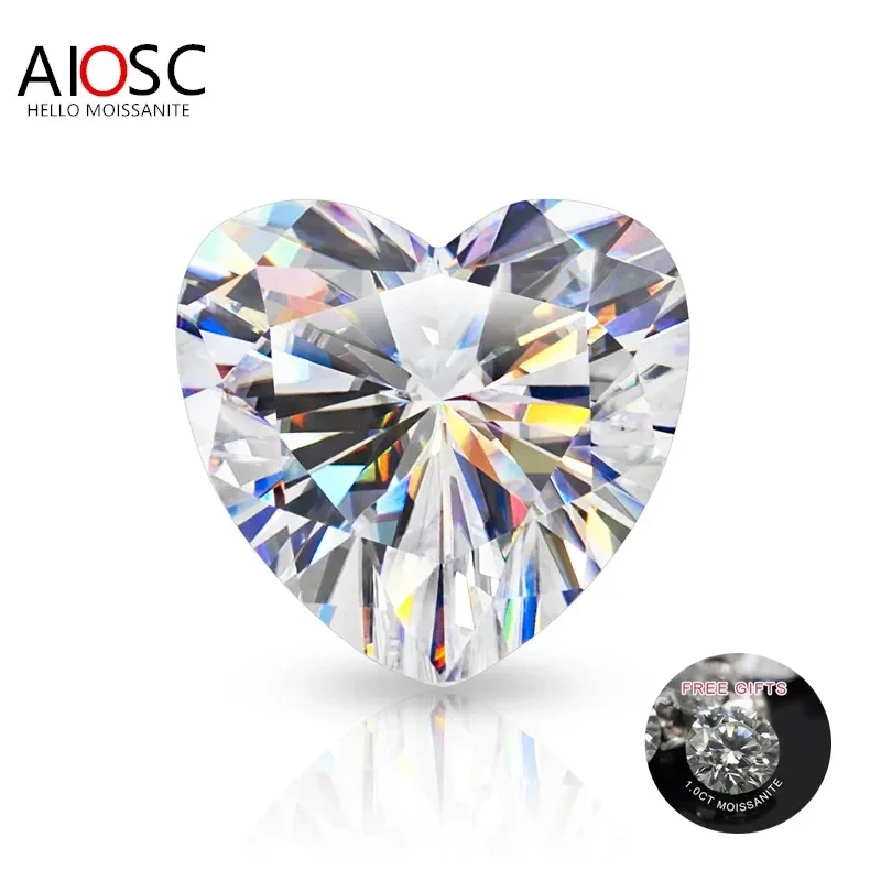 

AIOSC Real Loose Moissanite Stones D Color VVS1 Heart Shape Gemstones for Diamond Ring with GRA Certificate Precious Gems