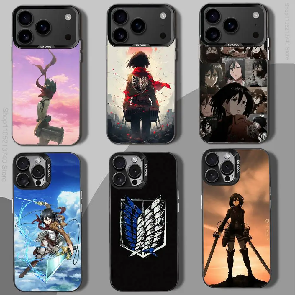 Anime M-Mikasa-ES funda de teléfono genial para iPhone 15,17,12,14,13,16,11,Mini,Max,Air,Plus,Pro,E funda protectora negra