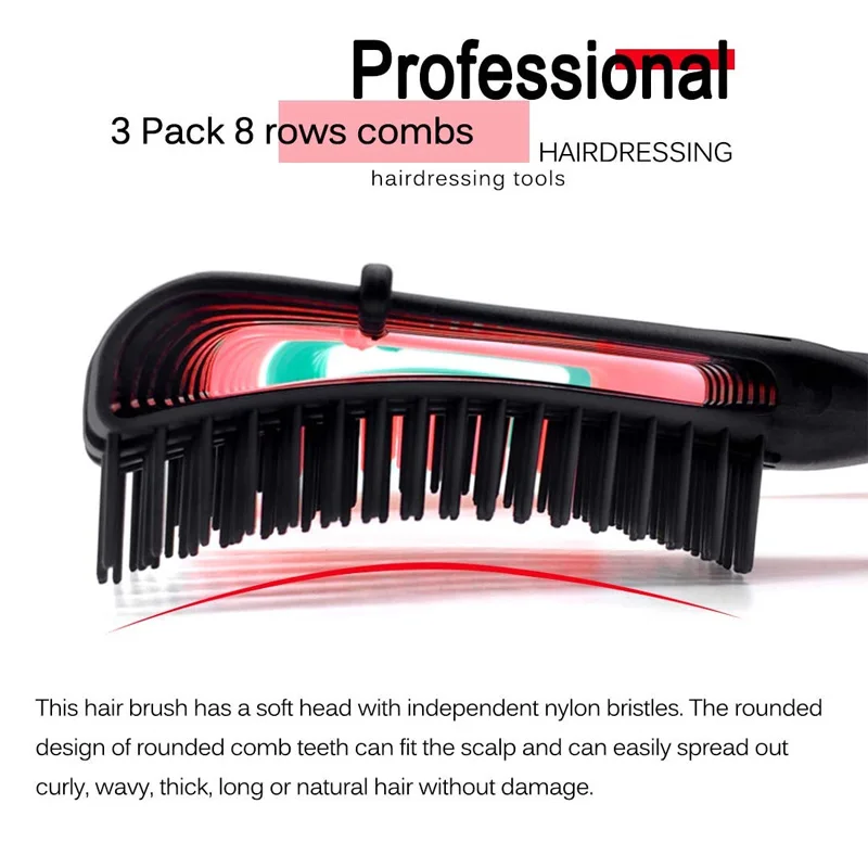 2Pcs/Set Detangling Hair Brush & Silicone Scalp Massager Shampoo Brush Set – Anti-Static Wet/Dry Use Salon for Real Hair & Wigs