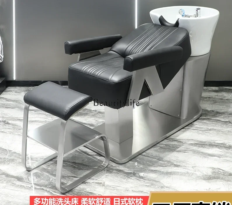 Sampo kursi Salon rambut sederhana wastafel keramik setengah tempat tidur buang untuk Salon rambut