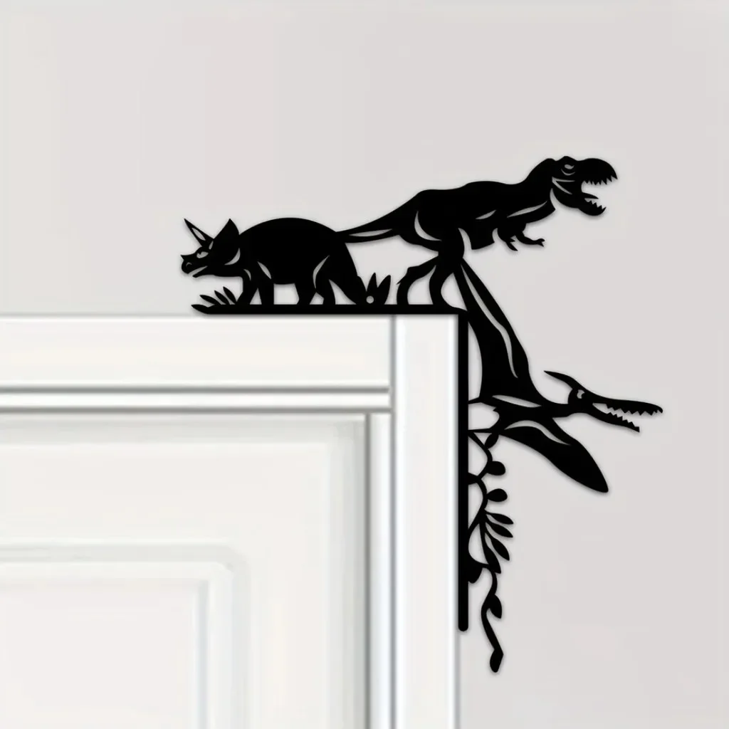 CIFBUY Dinosaur Boar Metal Wall Art Iron Hanging Sculpture Modern Home Door Corner Decor Ornament Gift