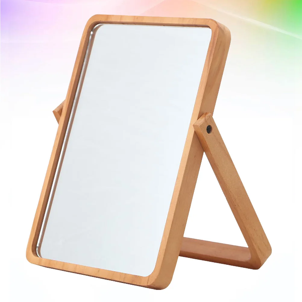 Stilvoller Desktop-Spiegel aus Holz, exquisites Design, langlebiges Material für den täglichen Gebrauch im Schlafzimmer, Badezimmer, Holzfarbe