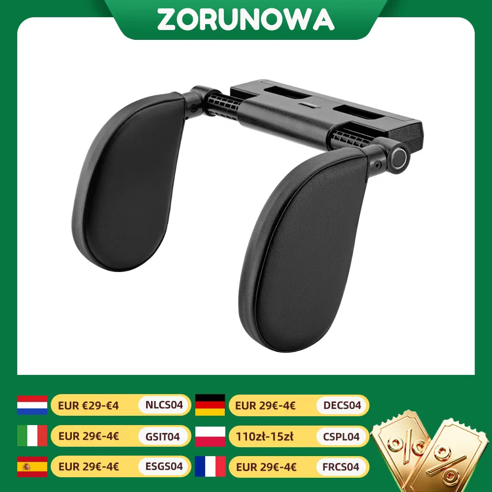 

Thickened Memory Foam Car Headrest Pillow - 180° Adjustable Neck & Spine Support, Prevents Pain for Adults/Kids (Black)