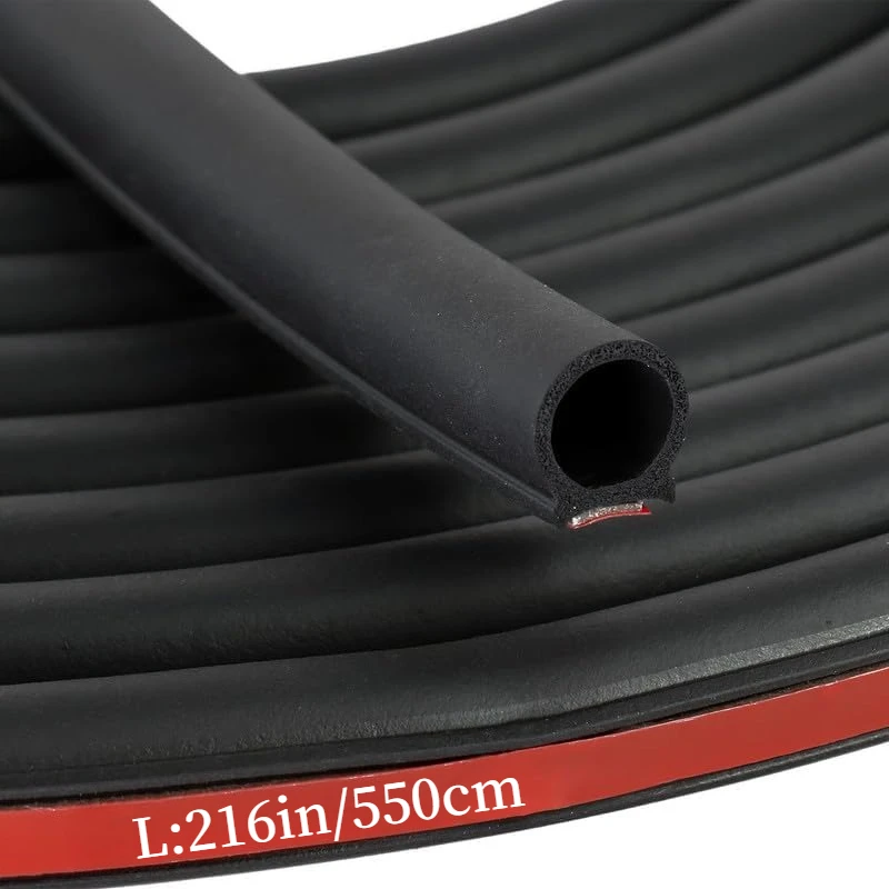 D-Shape Self Adhesive Rubber Seal Strip 216Inch 550cm Weather Stripping Gap Filler for Car Truck RV Boat Door Window Household