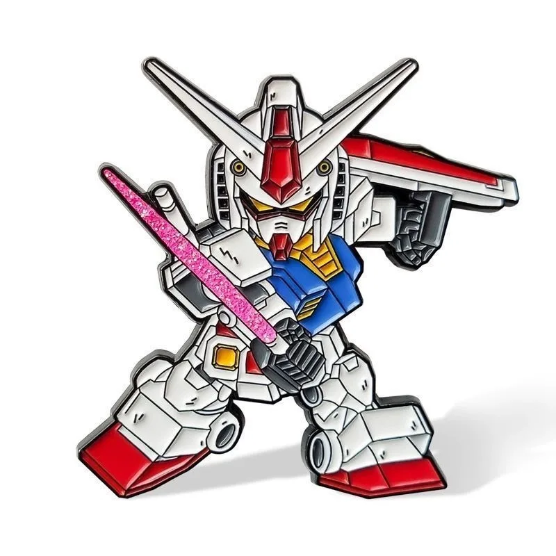 المحارب RX-78 Gundam مضيئة بروش أنيمي عمل الشكل المحمول الكرتون شارة الملابس على ظهره اكسسوارات الديكور هدايا الاطفال