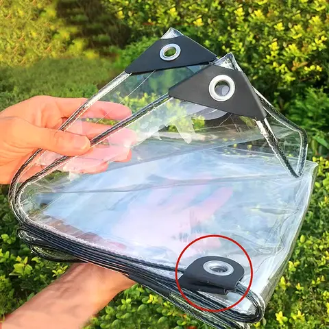 업그레이드 구멍이 있는 투명 PVC 방수포, 정원 다육 식물 레인 커버, 야외 퍼골라 클리어 텐트, 방수 천