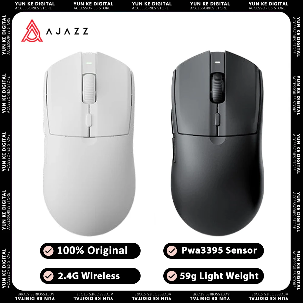 

Ajazz AJ139Pro 2.4G Wireless Air Mouse Paw3395 Sensor Low Delay FPS Gaming Mouse Pc Gamer 300mah Laptop Accessories Mac Office