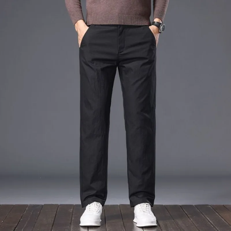 ربيع الخريف نمط جديد فضفاض مستقيم مطاطا رجال الأعمال سراويل تقليدية شعبية سراويل الصيف مريحة متعددة الاستخدامات #1