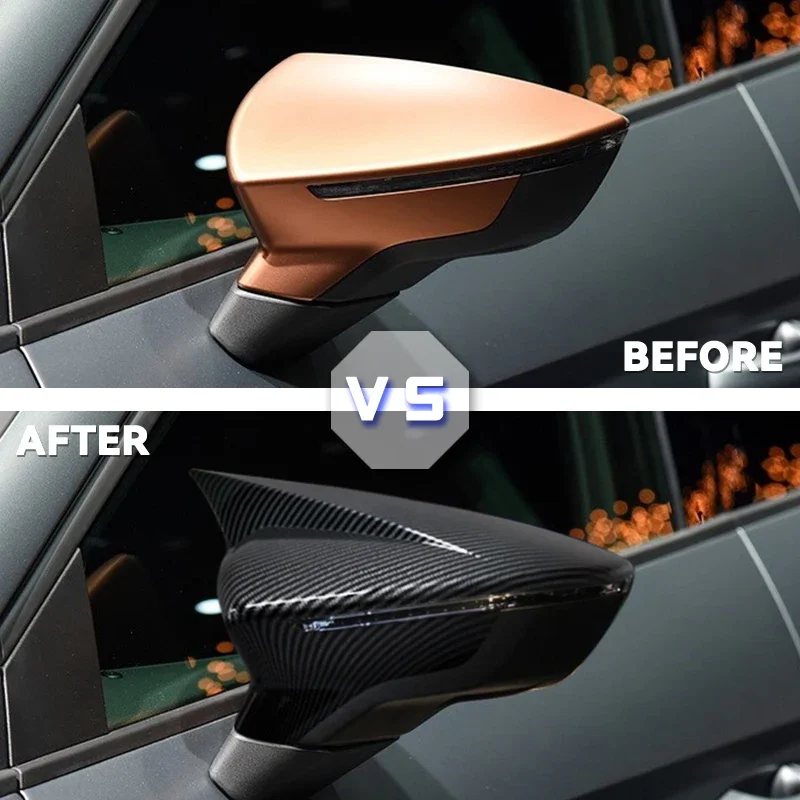 2pcs Car Side Door Rear View Mirror Cover Cap Add on For SEAT Leon MK3 5F ST FR Cupra Ibiza Mk5 Arona KJ7 2017-2020