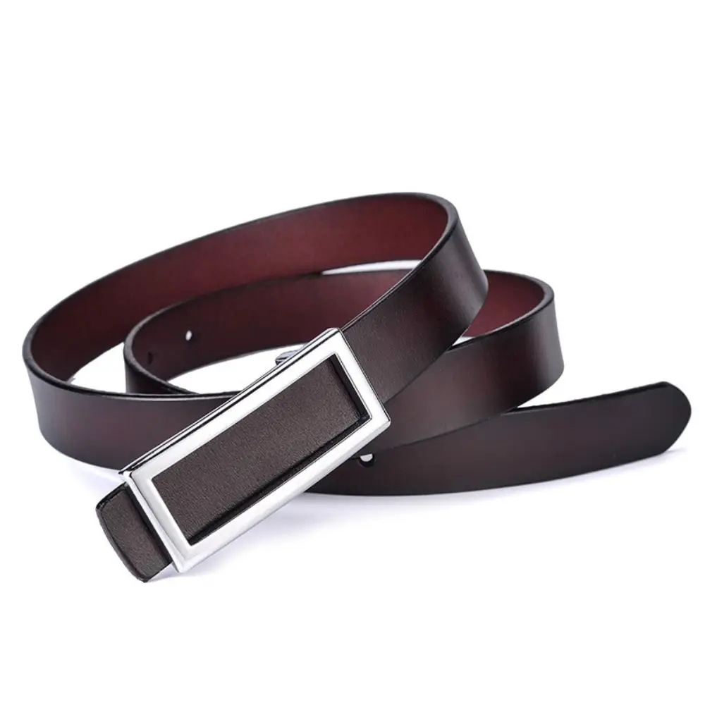 

Casual Fashion Genuine Leather Belts Rectangle Buckle Adjustable Skinny Thin Belt Elegant Decorative Dress Belt Coat