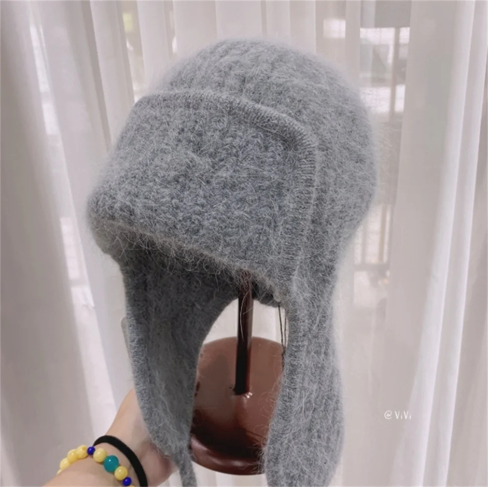 Fashion Knitted Trapper Hat for Women Men Winter Knit Earflap Beanie Woman Crochet Russian Bomber Hats bonnet kpop