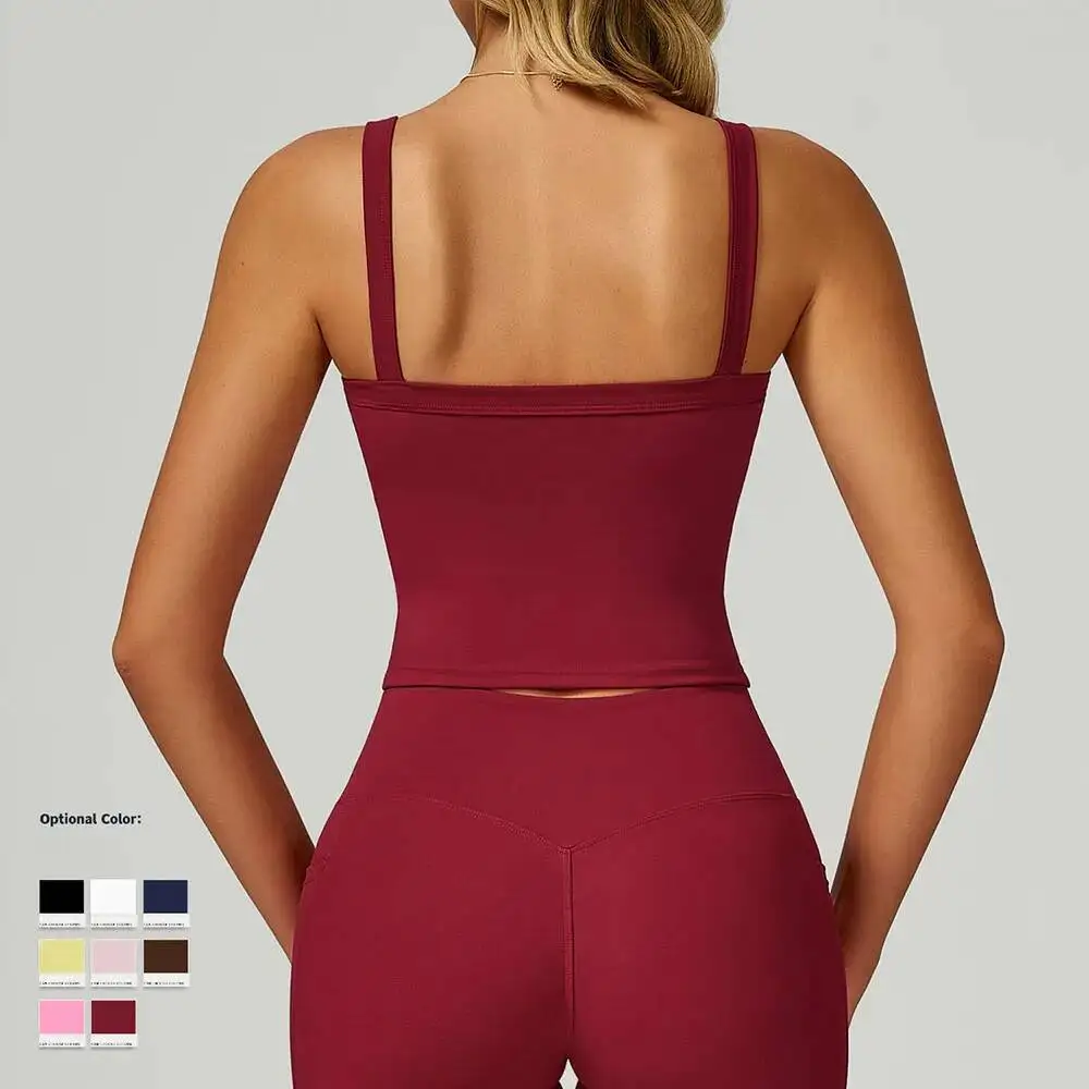 

Women S Double Strap Yoga Vest Naked Feel Back Support Running Workout Tight Top