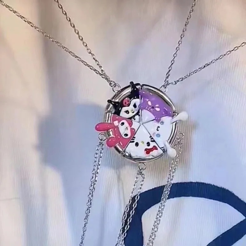 

Hello Kitty Necklace Sanrio Series Magnetic Necklace Female Cartoon Kulomi Cinnamon Dog Baku Pendant for Girlfriends Gifts