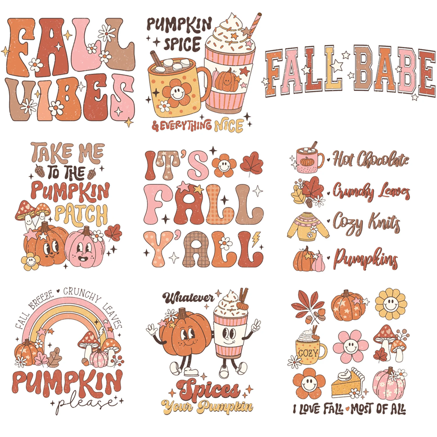 Autocollants de Transfert de Chaleur en Vinyle, Patchs pour Bricolage, Vêtements de Couple, Oreiller, Sac à Dos, Chapeau, Artisanat, 9 Pièces