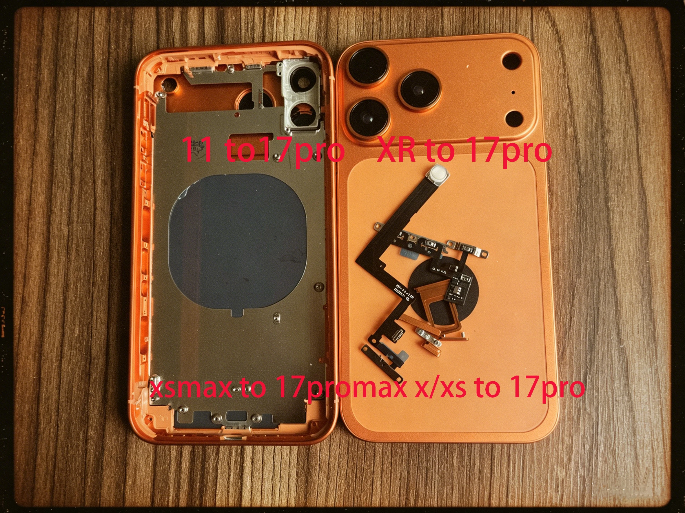 Boîtier de batterie arrière 12 style 17 Pro pour iPhone XR à 17 Pro Lite 17 Pro Max, avec cadre intermédiaire et tiroir SIM