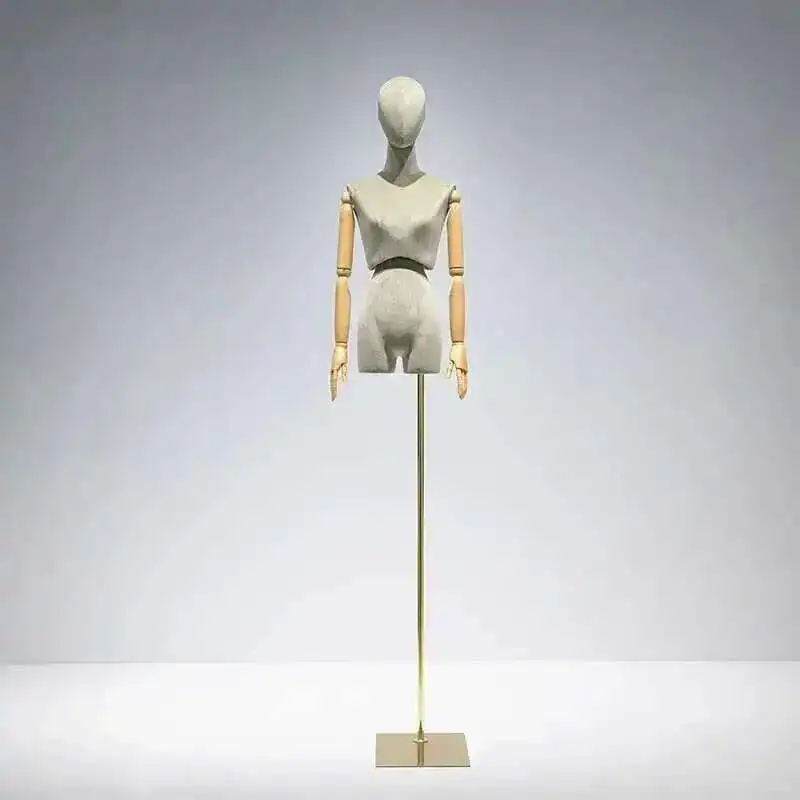 High-end Suede Mannequin Colorful Mannequins Props Window Display Stand Female Half-length Mannequin for Women's Clothing Store