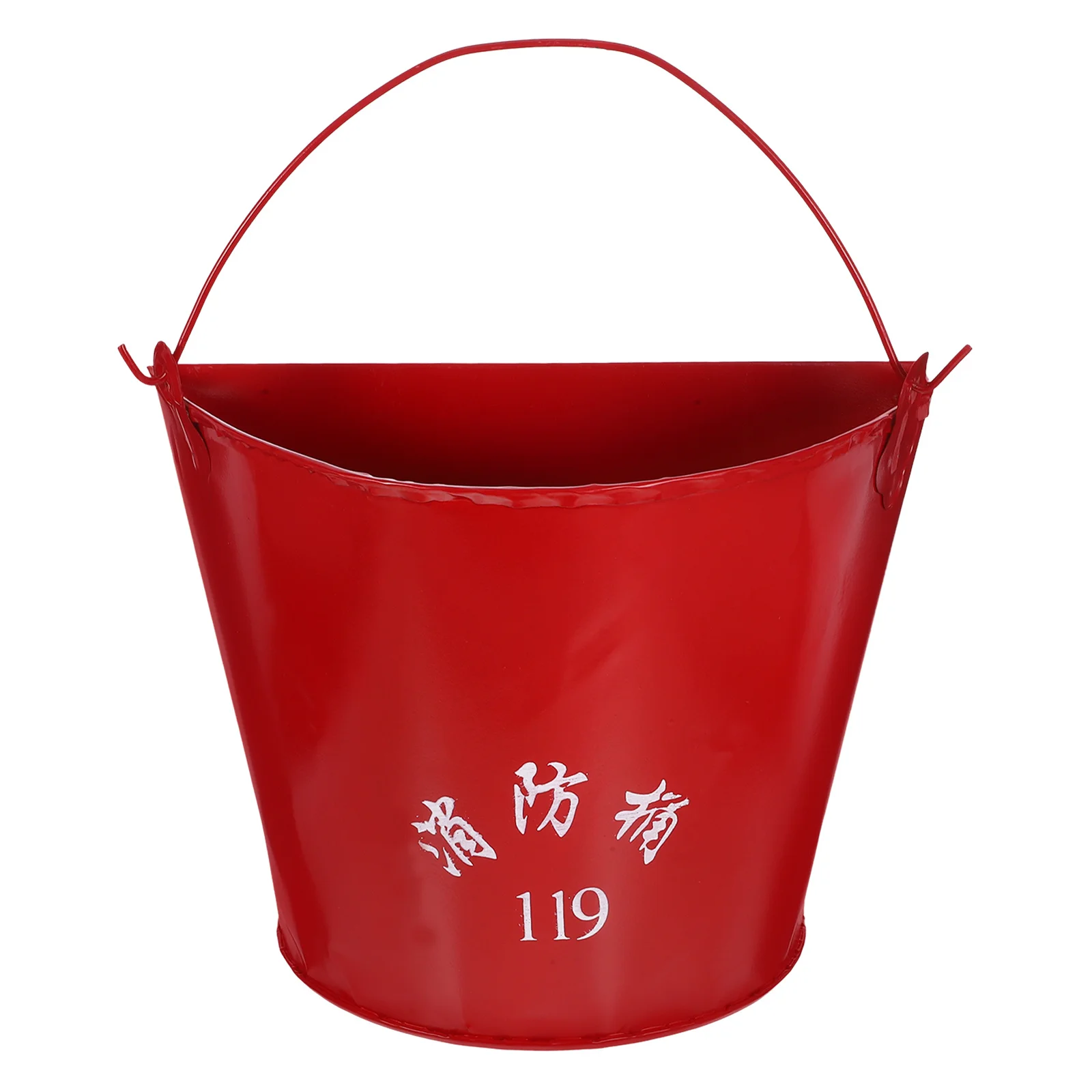 دلو مكافحة الحرائق حاوية رمل حديدية دلو رمل لرجال الإطفاء لمحطة الطوارئ النار حامل تخزين أحمر شبه دائري #6