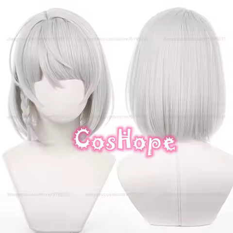 ZZZ Anby Demara Cosplay Wig 32cm Short Hair Silver White Wig Cosplay Anime Wigs Heat Resistant Synthetic Wigs