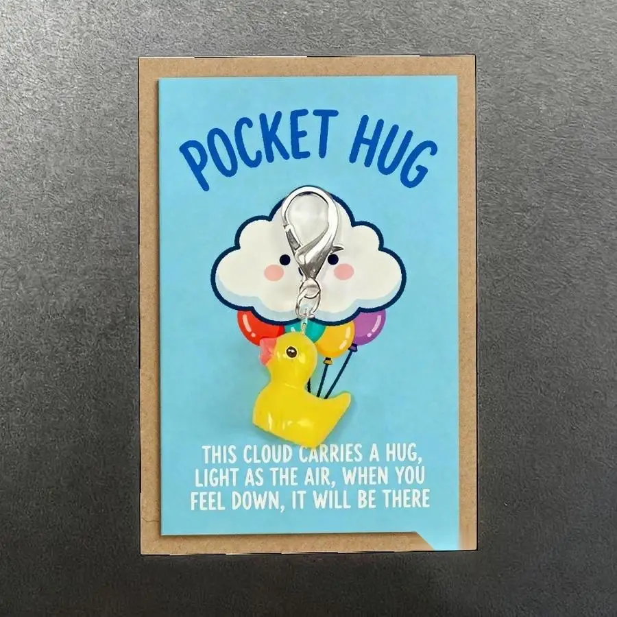 1/5/10/20/50/100pcs Cute Thank You Duck Keychains for Men and Women Durable Metal Backpack Charms with Appreciation Cards, Pocke