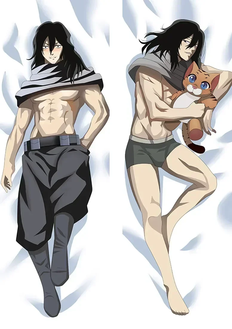 Funda de almohada de Anime con estampado lateral de My Hero Academia, funda de cojín de cuerpo abrazable, cabeza de borrador, Aizawa, Shouta, Dakimakura, Waifu