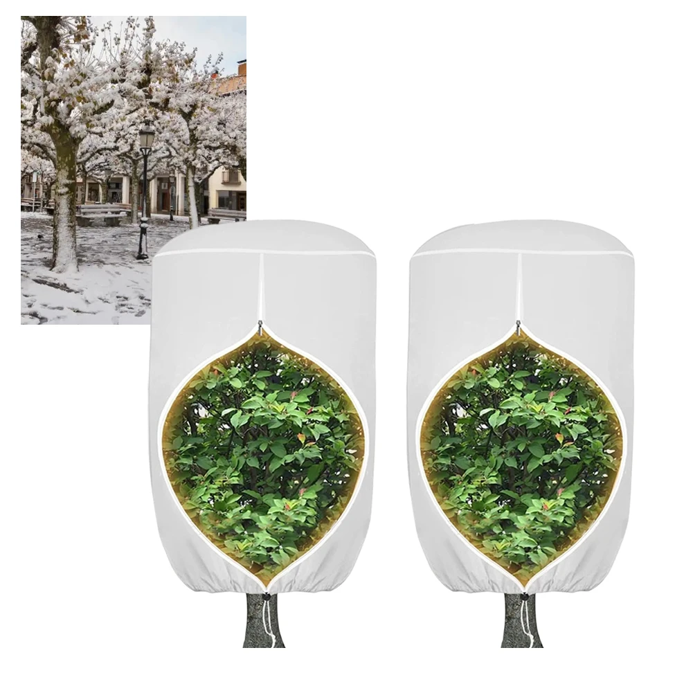 

Dome Cover for Winter Plant Protection Equipped with Zipper and Drawstring to Secure Plants Against Frost Damage