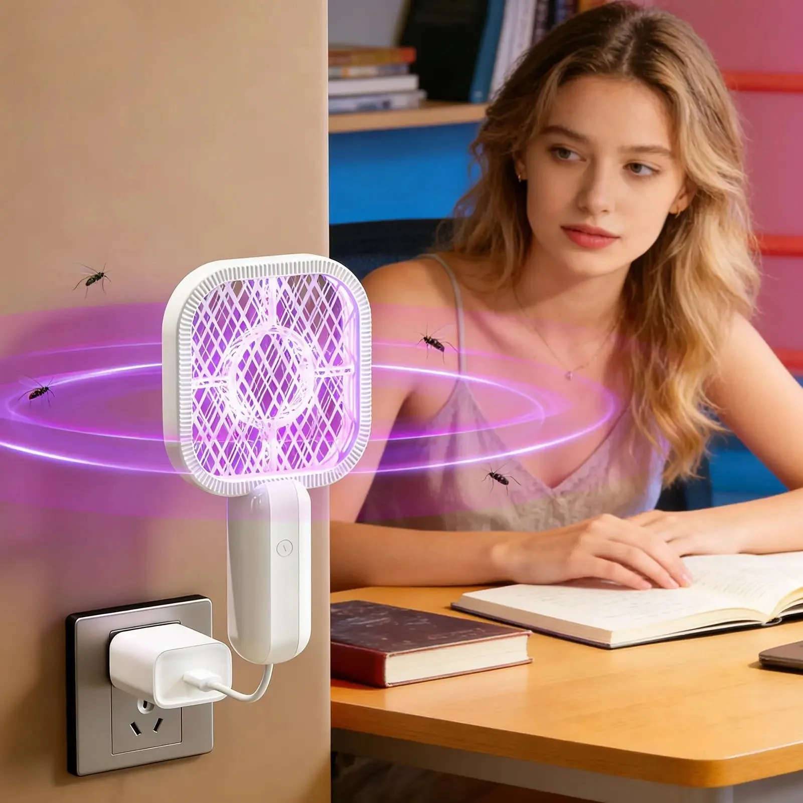 Handheld Electric Fly Swatter Racket Portable Insect Zapper Mosquito Killer Perfect for Indoor Outdoor USB Swatter