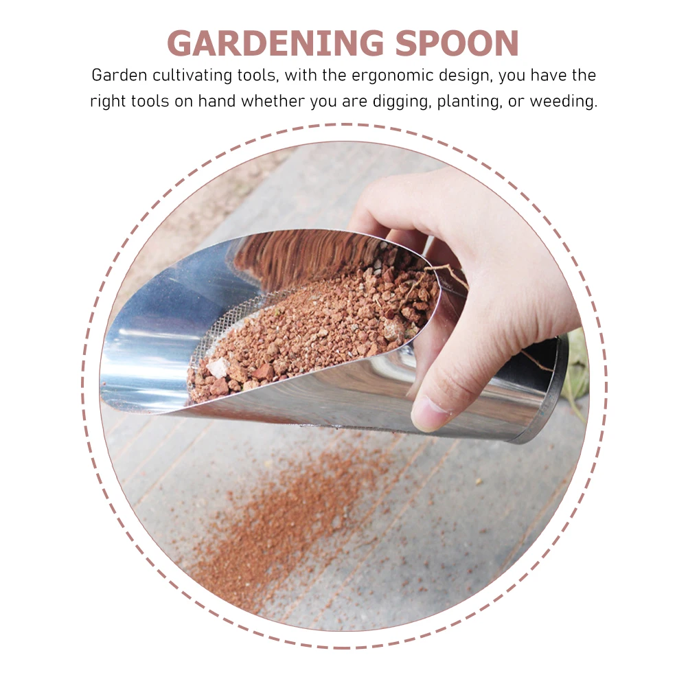 

2pcs Stainless Steel Soil Scoops Portable Transplanting Shovel For Bonsai Succulents Gardening Hand Tool Planting Accessory