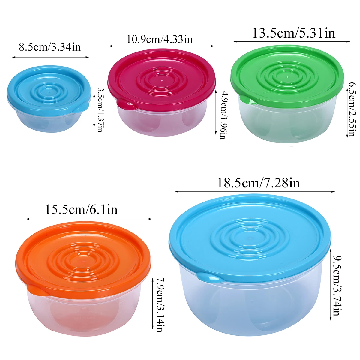 5pcs Plastic Food Containers Set Storage Bowls with Lids,Kitchenware Storage for Home Fridge Fresh-keeping Boxes,Lunch Bento