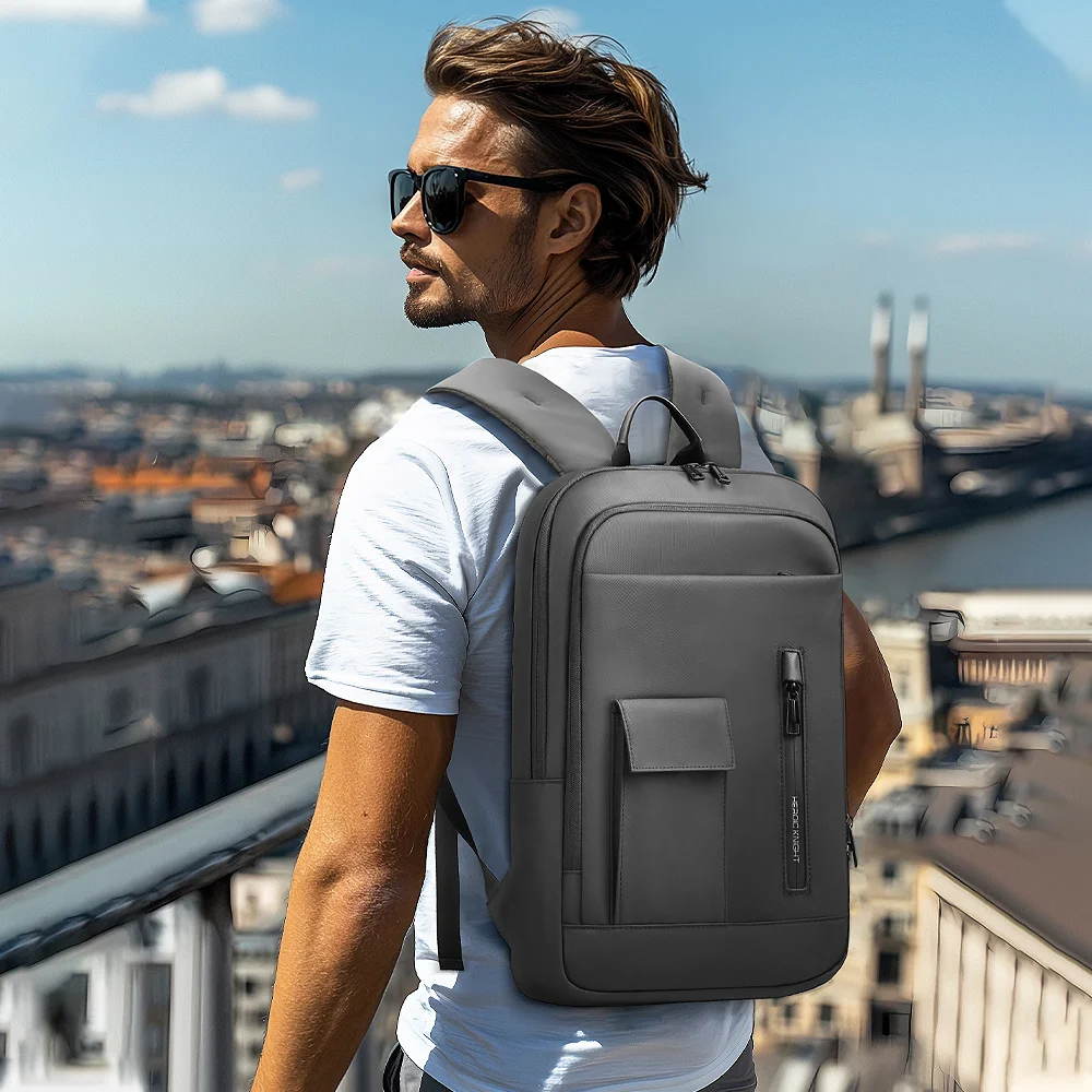 HK Multi-Pocket Backpack for Men Waterproof 15.6 Inch Laptop Backpack Anti-Theft Durable Travel Business Bag with USB Charging