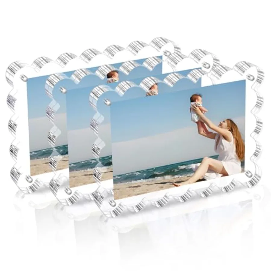

Набор из 3 акриловых фоторамок. Магнитные фоторамки с двойной магнитной панелью, толщиной 10+10 мм, прозрачные, с фигурным краем, для фотографий, свободностоящие