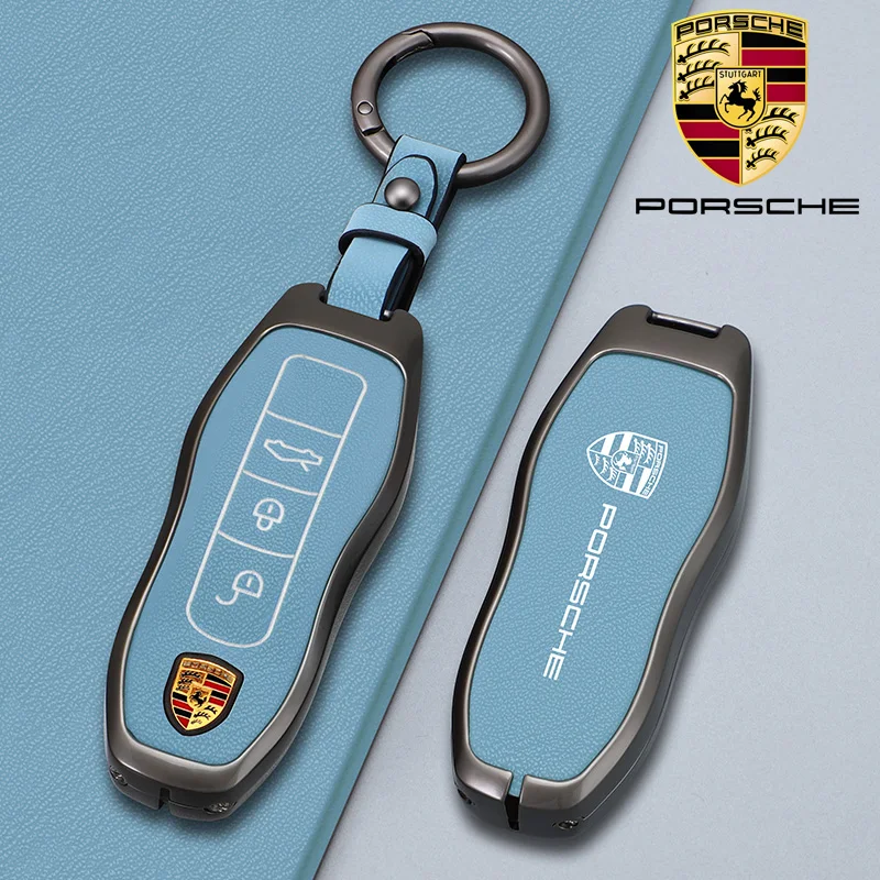 Funda protectora de gamuza de aleación de Zinc para llave de coche, carcasa protectora para Porsche Macan Cayenne Panamera 718 Boxster Cayman Spyder, accesorios