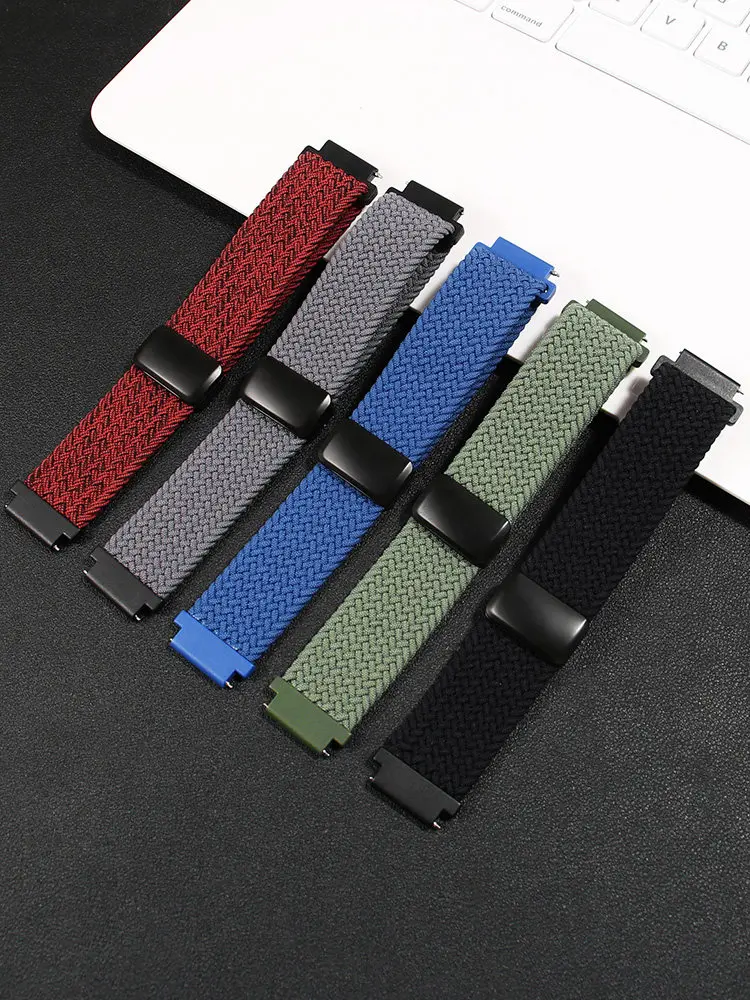 Suitable for Casio Small Square AE1200/1300/F91W/W218/F108 Elastic Magnetic Buckle Nylon Watch Strap