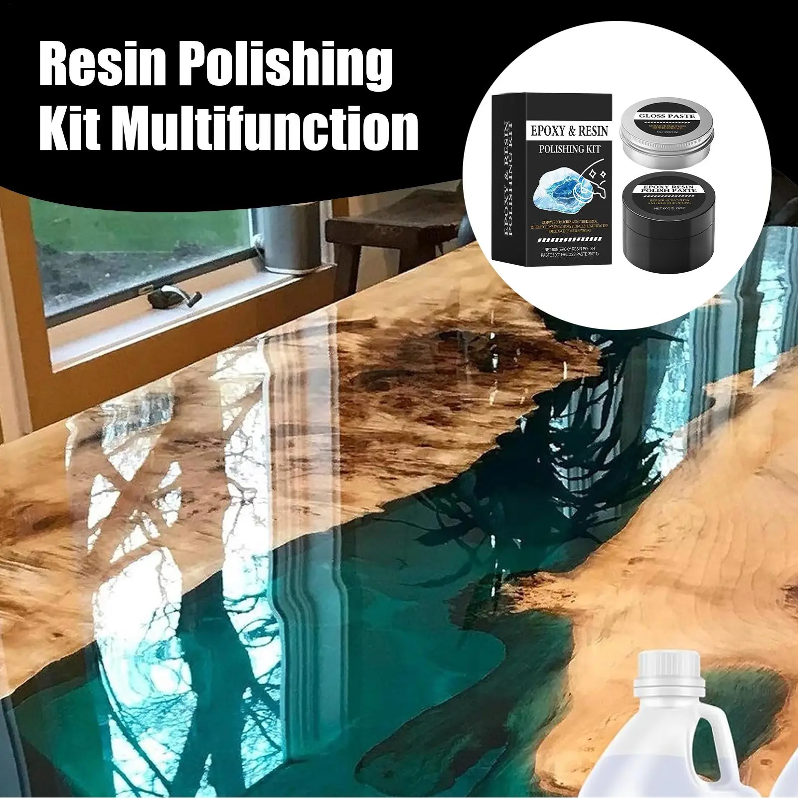 Epoxy Resin Polishing Kit Scratch Remover and Restore Creamy Paste for Beginner Art Projects Table Decoration Counter Ornament