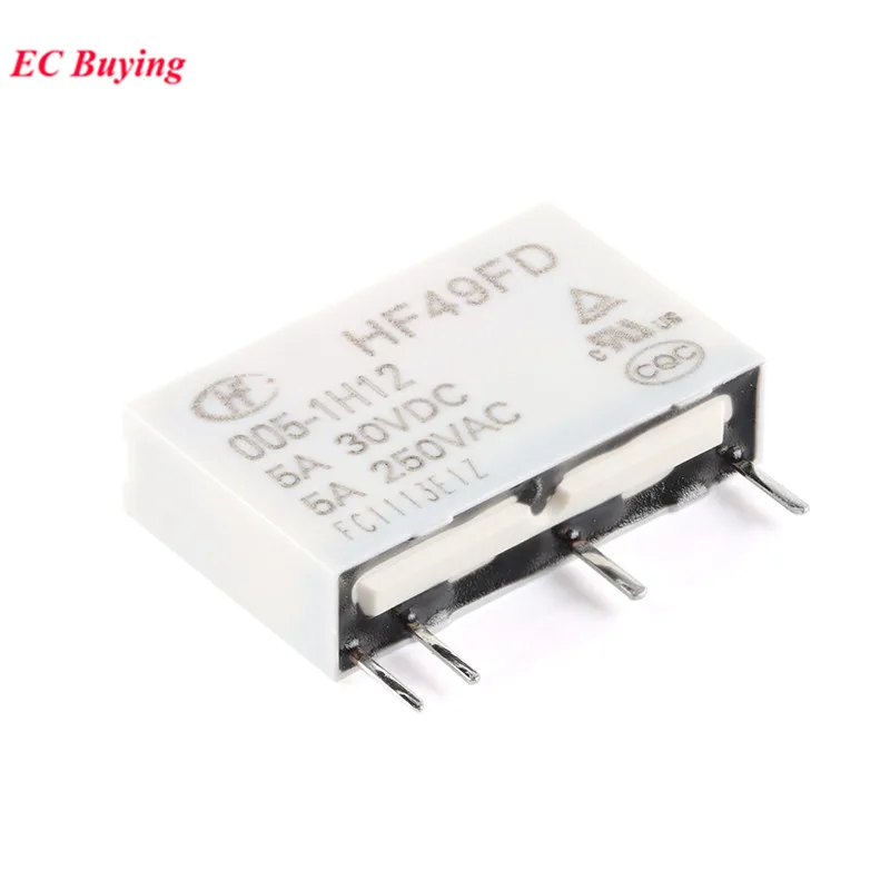 5/1pcs Power Relays HF49FD HF49FD-005-1H12 HF49FD-012-1H12 HF49FD-024-1H12 DC 5V 12V 24V 5A 4Pin Relais Feet Distance 7.62mm