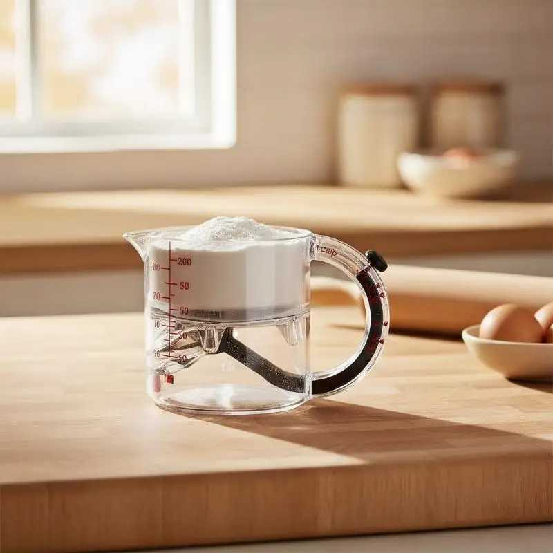 Adjustable Volume Measuring Cup with Scraper Base; A Must-Have Multi-Functional Kitchen Tool