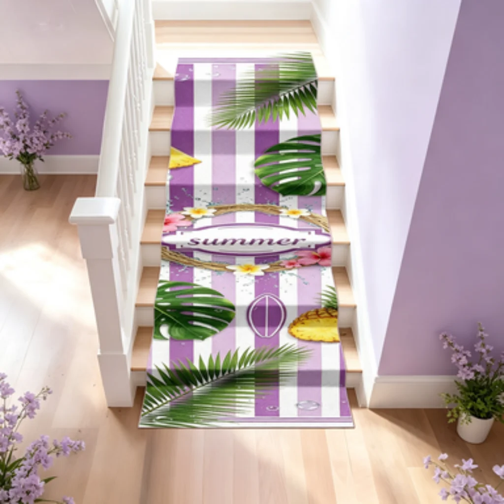 Self-Adhesive Long Stair Mat, Sound-Absorbing Non-Slip Cuttable Washable Step Protector, Durable Wear-Resistant Stair Tread Pad