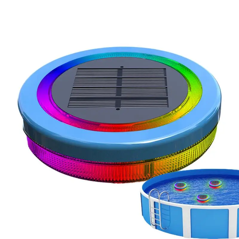 Solar Floating Pool Lights Color Changing IP 68 Waterproof RGB Solar Pool Light UV-Resistant Auto ON/Off 1800mAh Swimming Pool