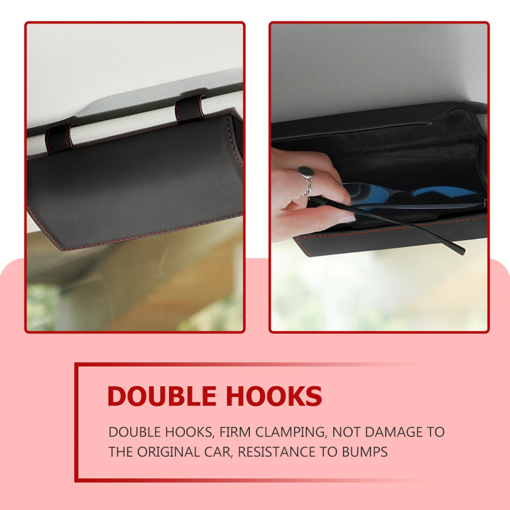 

Car Sunglasses Holder Durable PU Case for Most Sizes with Card Receipts Storage Easy to Use Driving Safety Car Glasses Case