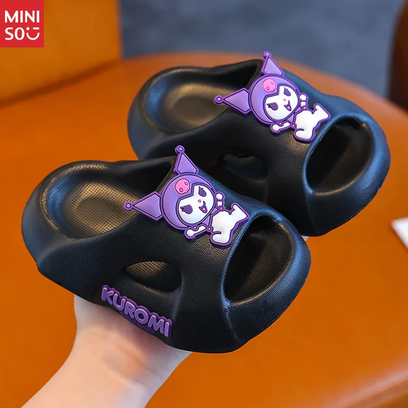Miniso Cartoon Slides para meninas, chinelos de plataforma antiderrapante para crianças e adolescentes