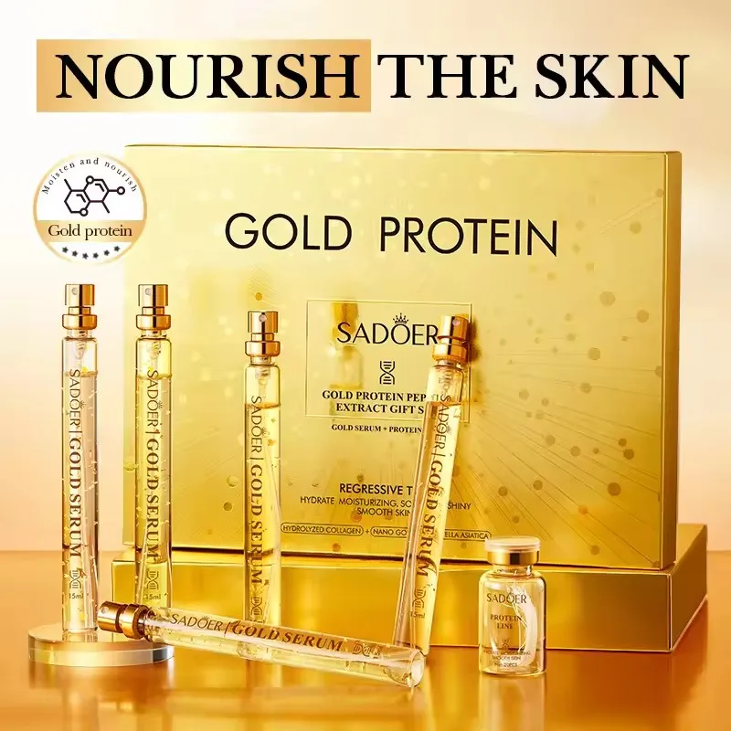 Soluble Face Lifting Threads Collagen Facial Protein Peptide Gold Silk Wire Face Serum for Anti-Aging Firming Skin