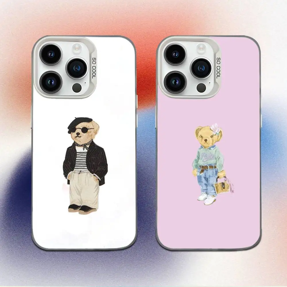 

Cartoon Bear P-PoloS Phone Case For iPhone 16,15,14,13,12,11,Mini,Pro,E,MAX White Candy Matte Shockproof Cover