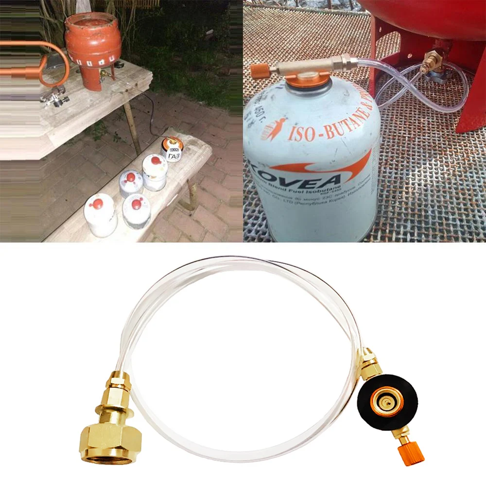 Outdoor Camping Kompor Gas Propane Refill ถัง Coupler อะแดปเตอร์แก๊สแท่นชาร์จแบตเตอรี่แก๊สถังแบนเครื่องมือเชื่อมต่อ