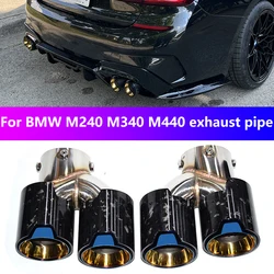 Do BMW 2021 2022 2023 G23 M440i G20 G21 M340i G42 M240i Blue Plating 4 Outlet Carbon Fiber Exhaust Head